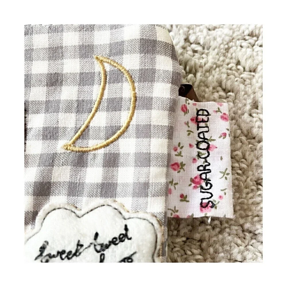 Felt Owl Wristlet | Gingham Stitch Design Moon Fall Pouch Bag Autumn Pink Roses
